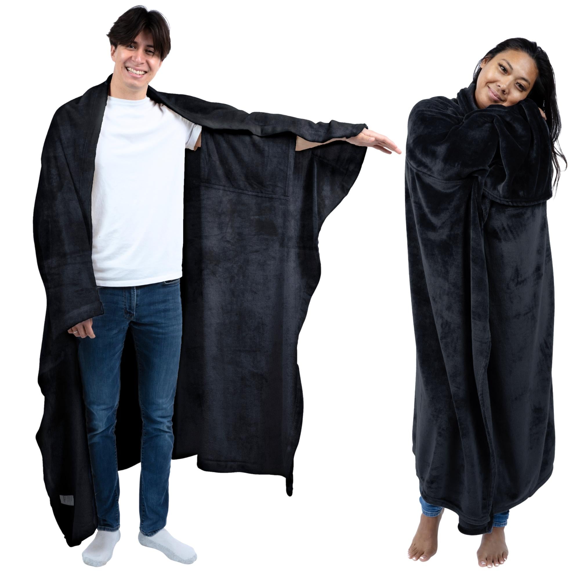 thumbnail image 2 of Pavilia Fleece Wearable Blanket With Sleeves, Warm Cozy Soft Functional Lightweight Sleeved Throw Adults Men Women Violet Purple Faux Shearling 2 of 14